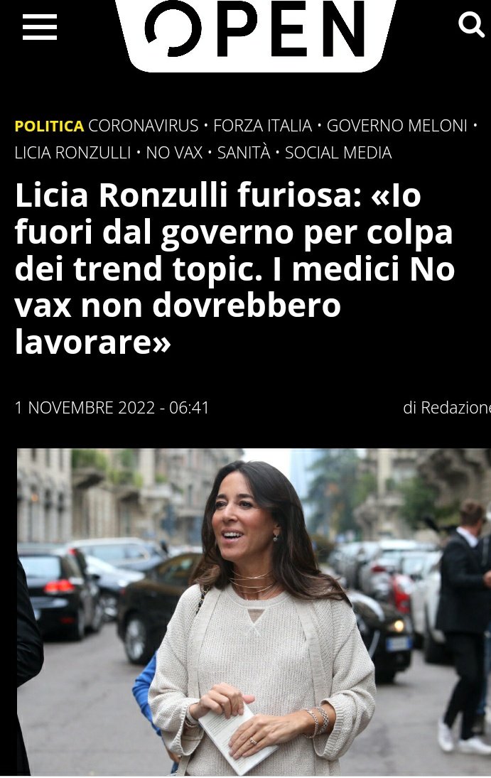 Io direi che è già tanto che occupa una poltrona in Parlamento…Da ringraziare la #Meloni che ha tenuto duro e non l'ha voluta come ministro della Salute. 👏    #Ronzulli
#novax
#1novembre