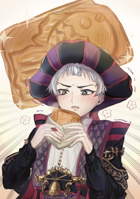#twstファンアート「クロワッサンたい焼き・・・?実に嘆かわしい。クロワッサンへの冒涜だ!そんなものが美味しいわけ・・・」 