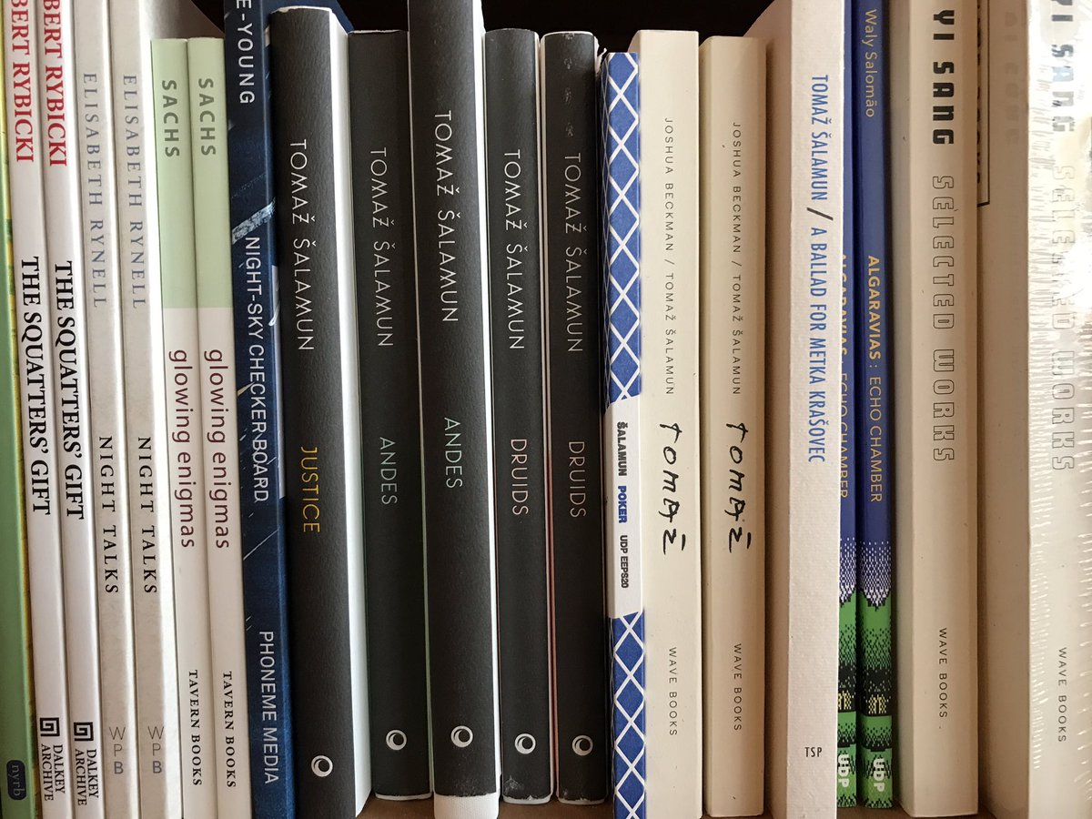 BerenNicholas's tweet photo. Impressive selection of Tomaž Šalamun at Malven Books in Austin. https://t.co/xF6EL6WYua