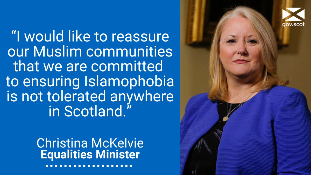 ScotGovFairer's tweet photo. Today marks the start of Islamophobia Awareness Month.

Nobody in our society should ever be subjected to Islamophobia.

That’s why we’ve been working with Muslim communities across Scotland as we develop our forthcoming hate crime strategy.

#IAM2022 https://t.co/NtVNuv9bmQ