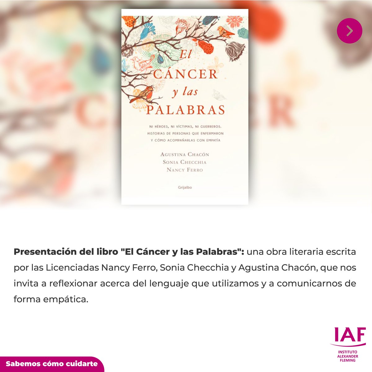 IAF_Fleming's tweet photo. CIERRE MES ROSA 💖

¡Mirá todas las propuestas que te trajimos!

✅ Exposición fotográfica de Rosas del Plata
✅ Documental “De Vuelta a la Vida”
✅ Presentación del libro "El Cáncer y las Palabras"
✅ Nos movemos con #Starbucks y #FUCA
✅ Charla abierta por streaming https://t.co/XGGIuN7yAl