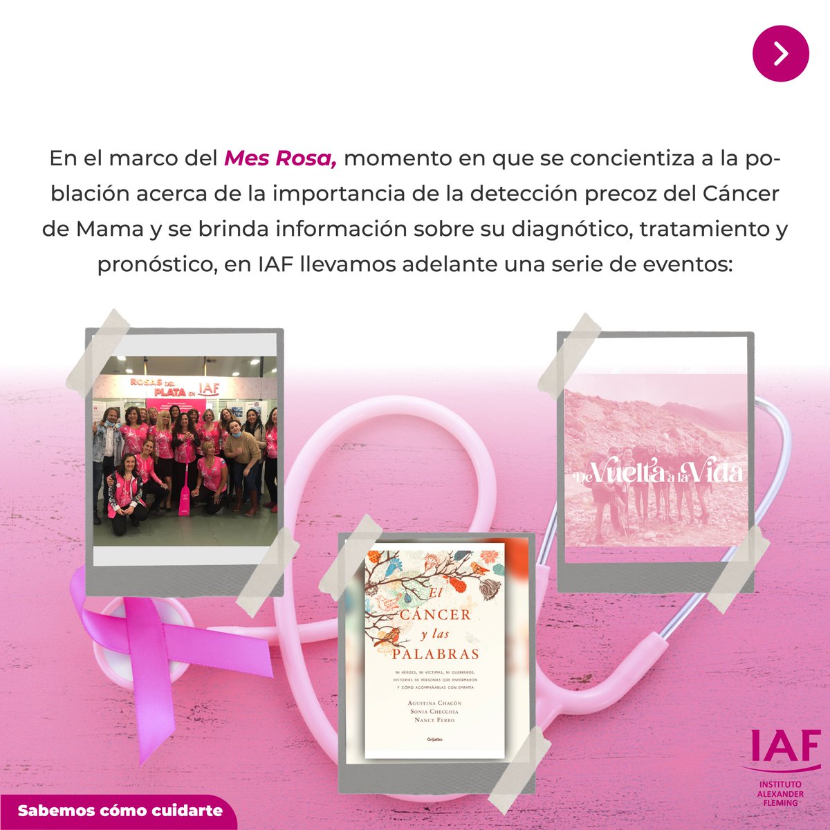 IAF_Fleming's tweet photo. CIERRE MES ROSA 💖

¡Mirá todas las propuestas que te trajimos!

✅ Exposición fotográfica de Rosas del Plata
✅ Documental “De Vuelta a la Vida”
✅ Presentación del libro "El Cáncer y las Palabras"
✅ Nos movemos con #Starbucks y #FUCA
✅ Charla abierta por streaming https://t.co/XGGIuN7yAl