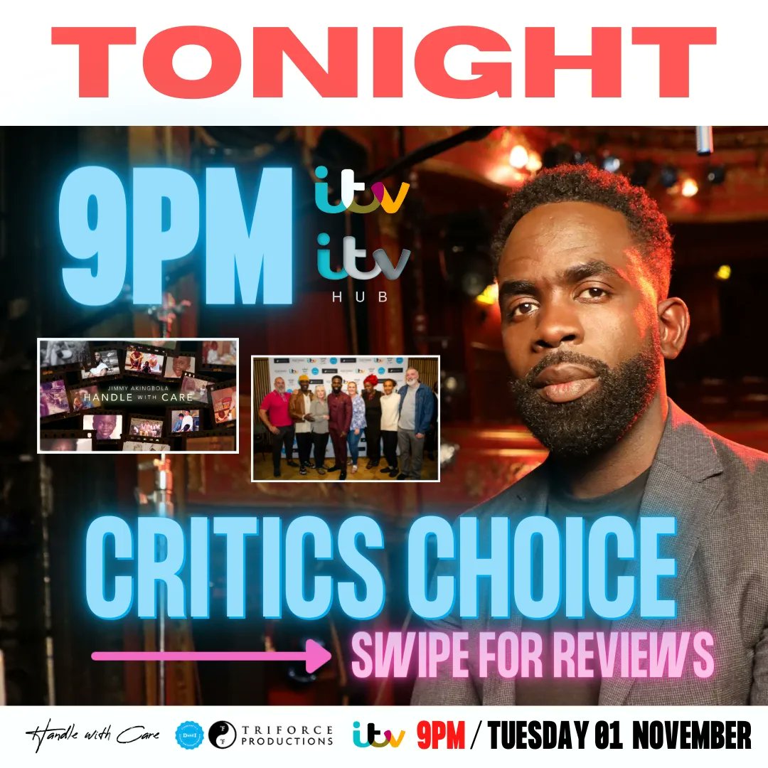 TriForceEvents's tweet photo. 🚨 TONIGHT | 9PM on @itv &amp; #itvhub
 
📽 @jimmyakingbola's '#HandleWithCare''

⭐️⭐️⭐️⭐️⭐️ by @tvtimesmagazine

*CRITICS CHOICE* by @theipaper

🧵 Read our Thread, for Press Coverage 📰 https://t.co/g5xiqxAOIl