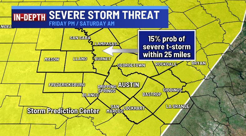 KristenCurrieTV's tweet image. Heads up --&amp;gt; risk of strong to severe storms in Central Texas late Friday night into early Saturday.

#Austin #ATX @KXAN_Weather