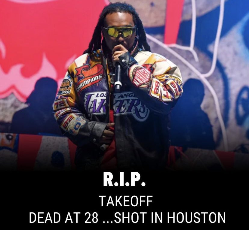 StreetScience01's tweet photo. #BREAKINGNEWS

@1YoungTakeoff of the #superstar #hiphop group @Migos was #shot in the head &amp; neck during a #dicegame in #Houston and pronounced #dead on the scene. He was 28 years old. 😢

#rip #takeoff #migos #follow #streetscienceradio #ssr #rap #rapmusic #hiphopmusic #Texas https://t.co/tAMj1UwTr0