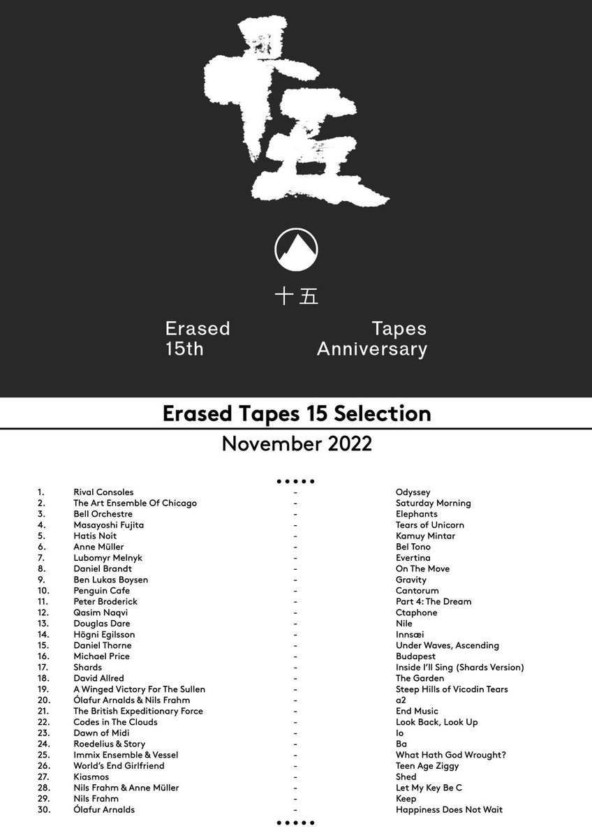 codesclouds's tweet image. Our pals @ErasedTapes are celebrating 15 years of giving fantastic music to the world. How lovely to be included on a playlist like this! Stream and download here: erasedtapes.ampsuite.com/releases/share…