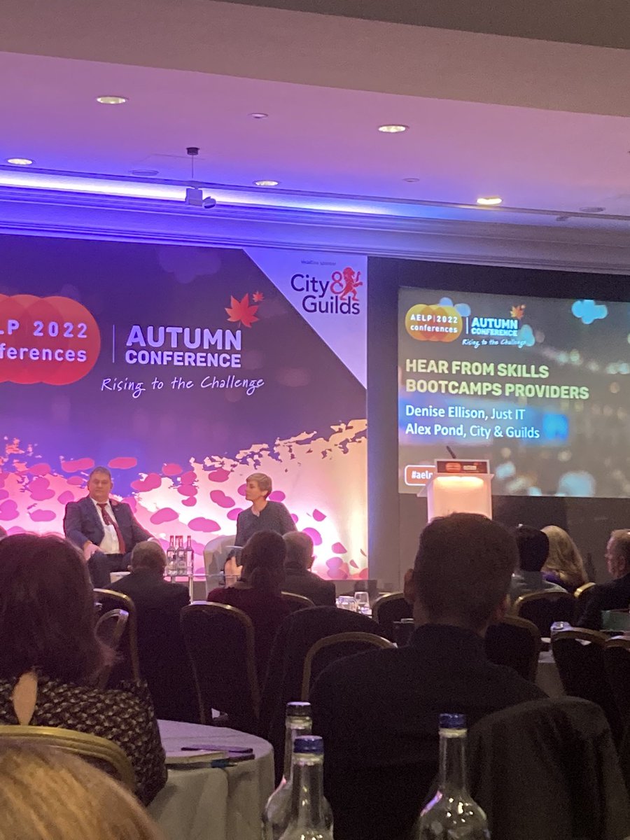 Padcraven's tweet photo. Fantastic to hear from DfE and Alex Pond City &amp; Guilds about the success and benefits of Skills Bootcamps - adding value to learners, employers and the economy  #aelpAC22 @cityandguilds @AELPUK https://t.co/SjS4lmur5P