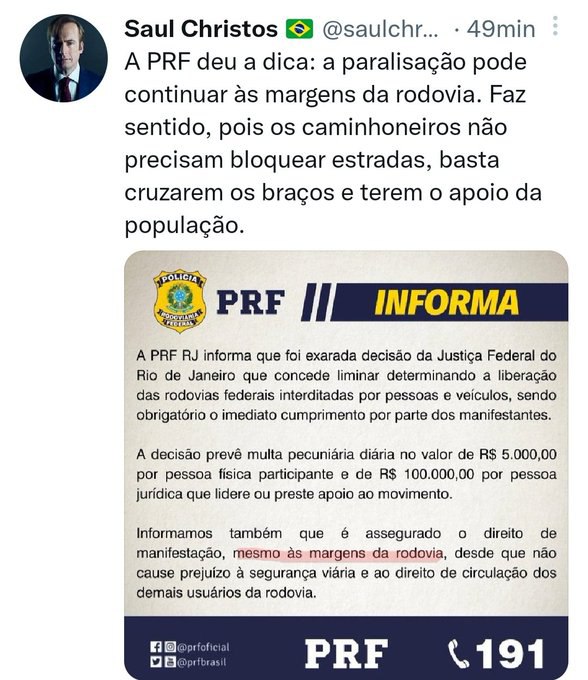 Ibervj's tweet photo. Não usem o nome do presidente nem o 22. Não peçam intervenção militar, mas intervenção federal ou resistência civil. Caso um policial se aproxime, não desacate, fique em silêncio e sem causar problemas. Não é sim a Bolsonaro. É NÃO A LULA. Parar sem tirar o direito de ir e vir. https://t.co/Zjp7wUYS9c