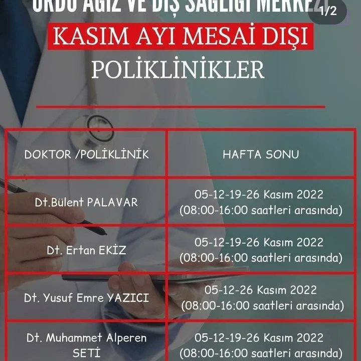 orduadsm's tweet photo. Kasım ayı mesai dışı çalışma planı. https://t.co/3EjyCHhs67