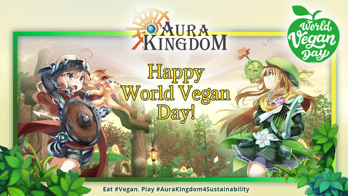 🥗 Envoy! We are celebrating another super-natural party! Let all plant-based festivities start on #WorldVeganDay! 
 
Share your love for the vegan lifestyle in Aura Kingdom &amp; get the chance to win #delicious rewards!🎁 
 
👉 bit.ly/WorldVeganDayA…
 
#AuraKingdom4Sustainability