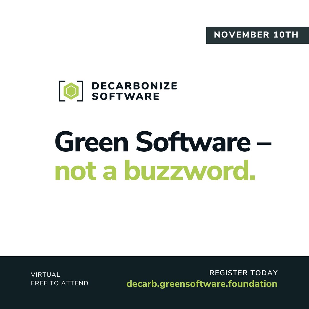 gsfcommunity's tweet image. We don't want #greensoftware to turn into a buzzword, nor do our member organizations. 
We have accomplished a considerable amount this year. For #COP27, join us on November 10th to hear the latest innovations and milestones to decarbonize software: grnsft.org/decarb-cop27/g…