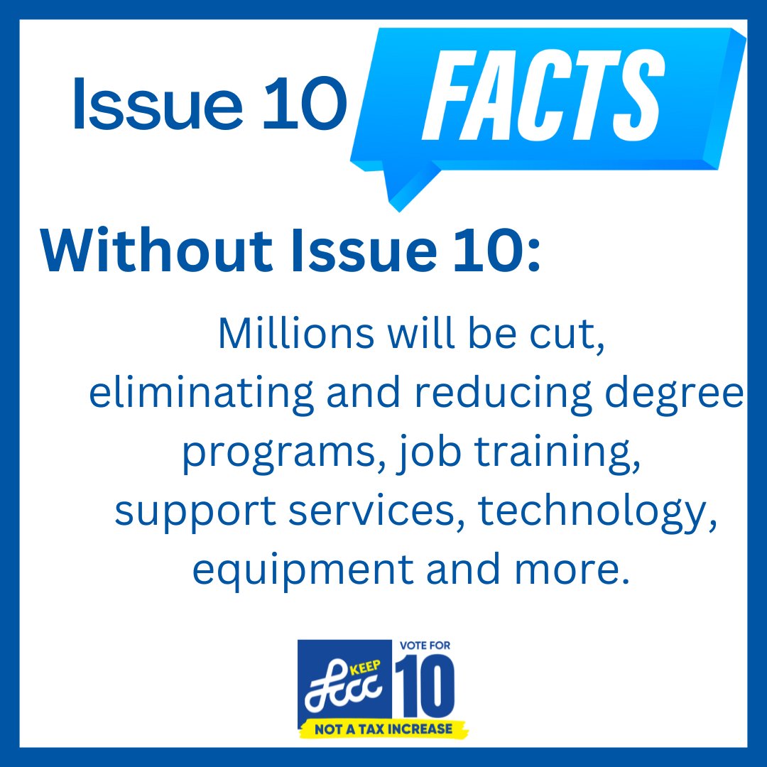 CitizensForLCCC's tweet photo. Without Issue 10, millions will be cut, eliminating and reducing degree programs, job training, support services, technology, equipment and more.

https://t.co/KLPYWt8hlY

#VoteFor10 #VoteForLCCC https://t.co/wZI7OVajim