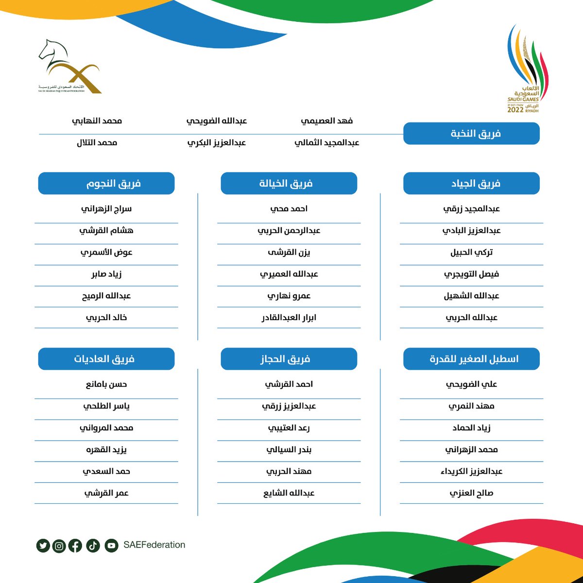 تعرّف على الفرسان والفارسات والفرق المشاركة في سباق القدرة والتحمل ضمن #دورة_الألعاب_السعودية 🏆

#بيننا_أبطال 
#الاتحاد_السعودي_للفروسية