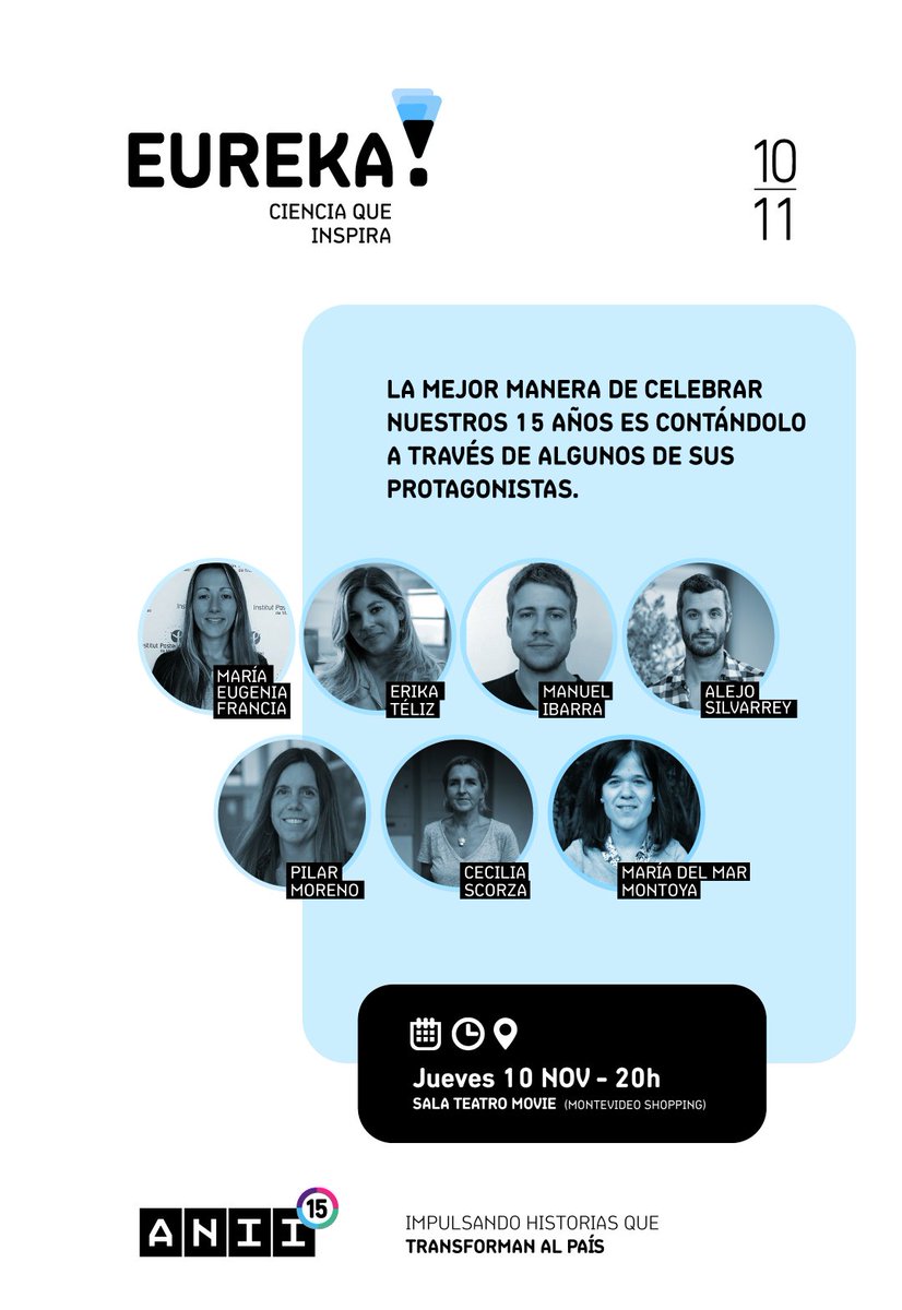 ANIIuy's tweet photo. 🔬 EUREKA!
Celebramos nuestros 15 años con un encuentro para resaltar el rol de la ciencia en nuestra vida y para el desarrollo del país

Conocé historias inspiradoras de 7 destacados investigadores 👏

🗓️ 10 NOV - 20 h
👉 Registrate: https://t.co/FDwn2PwSnq
📺 /ANIIvideosUY https://t.co/YzabNakMPA