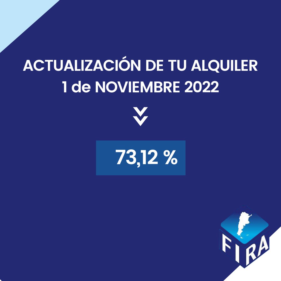 FIRA_Arg's tweet photo. #FIRAINFORMA

Les compartimos la actualización del alquiler de los contratos suscritos a la Ley 27.551 según el índice ICL del BCRA 🏦⁠

⁠ 📣El valor del 1 de noviembre 2022 es del 73,12%

#CorredorInmobiliario #Inmuebles #Alquiler ⁠
#leydealquileres #actualizacionalquiler https://t.co/TaqksMwB0O