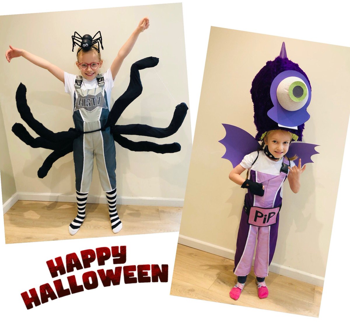 AppyAmmer83's tweet photo. Amazing Halloween costumes made by wife inspired by @Butlins Skyline Gang's show which my daughters loved! https://t.co/KfMfc04n9W