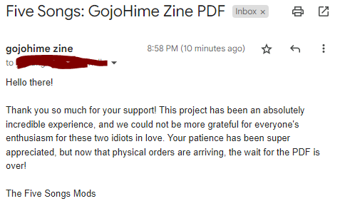 kanokochi's tweet photo. SQUEEEEE~~~

The physical zines wouldn't arrive until a few more weeks, but so excited to get started at least. Can't wait for the NSFW version. 🤩 #gojohime #gouta https://t.co/NZ5Y6zIc2K