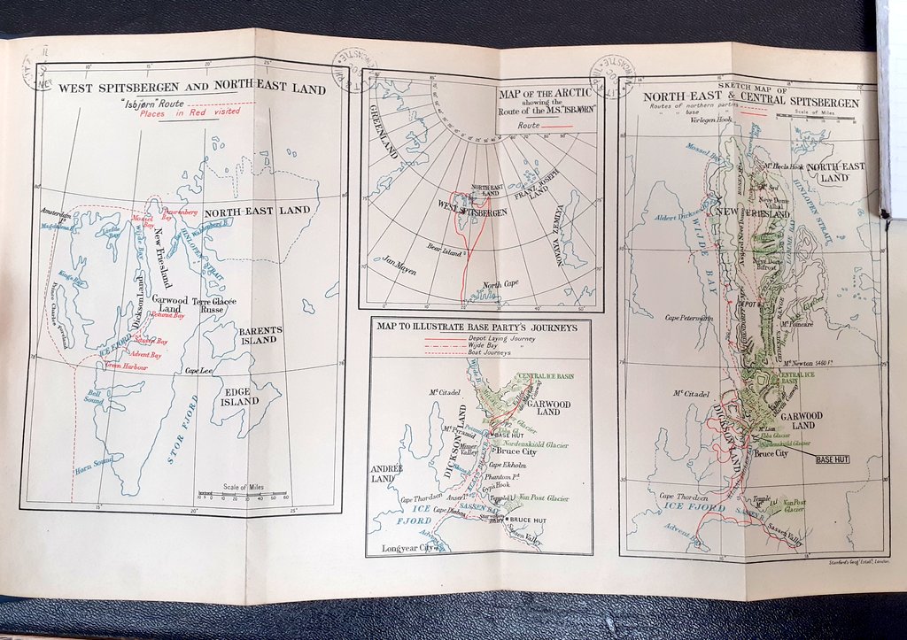 Maps of the routes taken in Svalbard by the 1933 Oxford University Arctic Expedition, from A.R. Glen's Young Men in the Arctic (Faber and Faber, 1935)