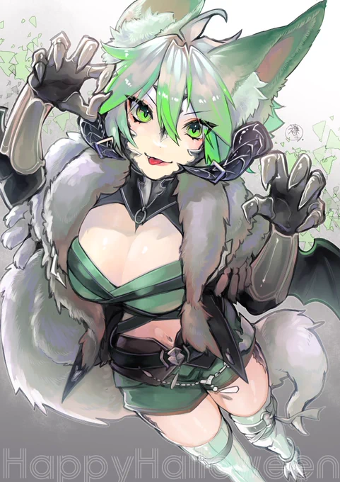 ハロウィーン!!がお!!アウラ!!! #FF14イラスト #FF14art 