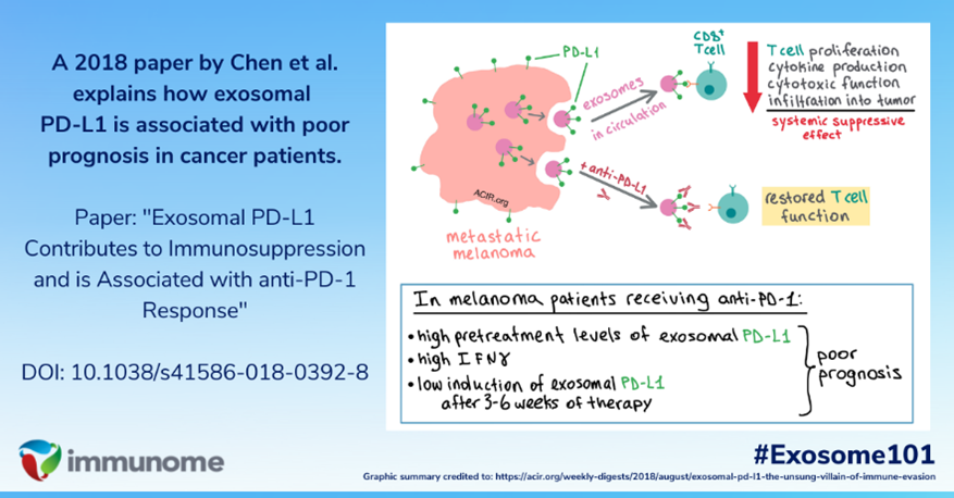 #Exosomes do not just modify cancer cells and the #TumorMicroenvironment by releasing their contents: they also have PD-L1, an immune checkpoint protein, on their surface. #PDL1 inhibits anti-tumor immune responses. Read more in <a href="/Nature/">nature</a>: bit.ly/3MiD0t0 #Exosome101