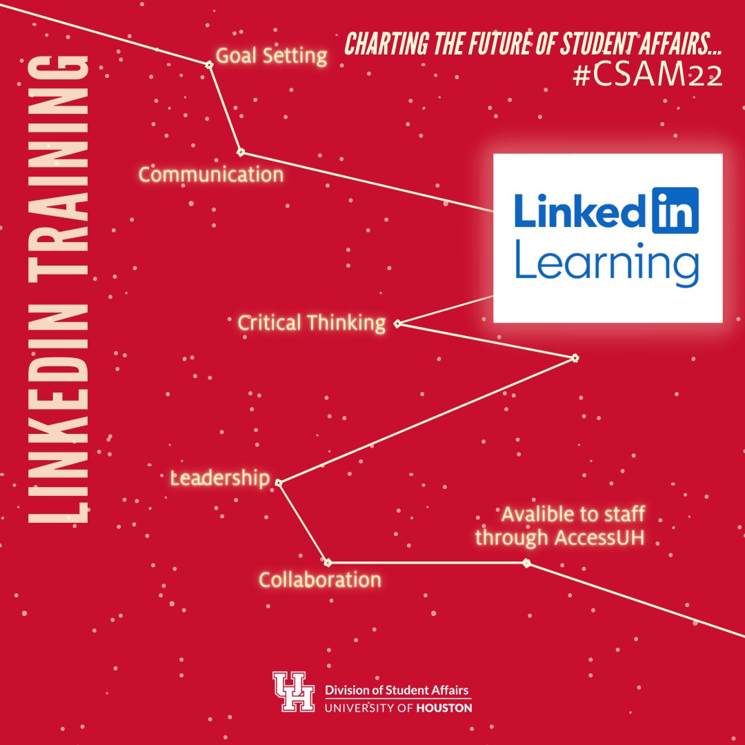 UH_DSA's tweet photo. As part of #CSAM22, we want to make our DSA colleagues aware of resources available to them as DSA staff! In your AccessUH account, LinkedIn Learning is readily available to you for your personal and professional use! ! #CareersInStudentAffairsMonth https://t.co/eCxBoj2rDN