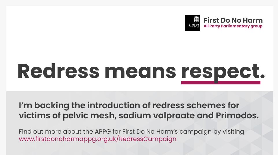 APPGFDNH's tweet photo. We are calling on the candidates for Chair of @CommonsHealth to join our #RedressMeansRespect campaign, which seeks to introduce a scheme of ex-gratia payments to women and children suffering avoidable harm linked to #sodiumvalproate, #Primodos and #surgicalmesh. 1/4 https://t.co/KNxEcvX6ID