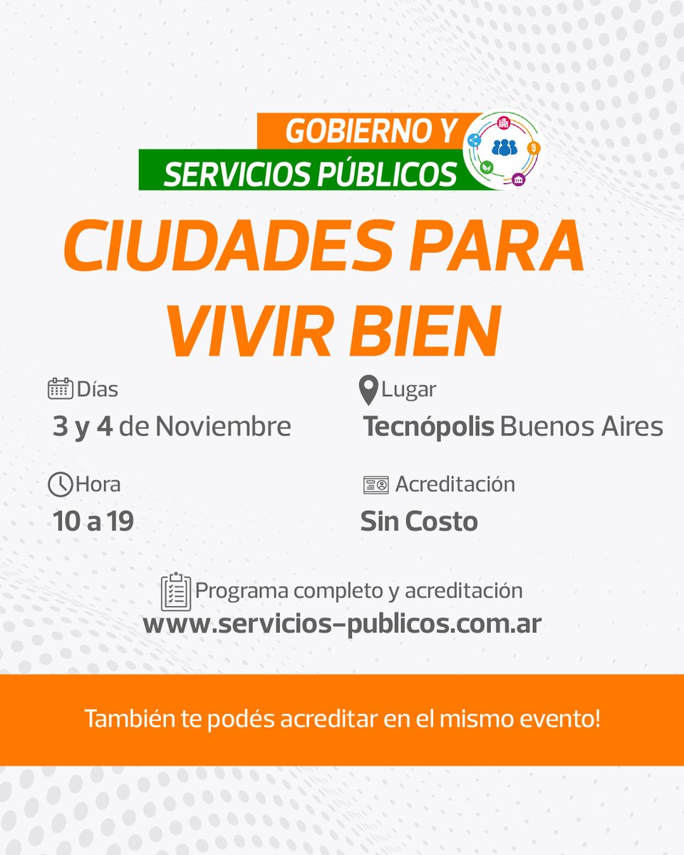 IClatam's tweet photo. Te dejamos la INFO para que participes del Megaevento de los Muncipios y las Ciudades.
Te esperamos!!!
Programa y acreditación sin costo en https://t.co/qXYvrnwHGj
📆3 y 4 de Noviembre
📍Tecnópolis - Buenos Aires
#GySP #GySP22 #𝗖𝗶𝘂𝗱𝗮𝗱𝗲𝘀𝗫𝗮𝗩𝗶𝘃𝗶𝗿𝗕𝗶𝗲𝗻 https://t.co/7F3FJd5Skl