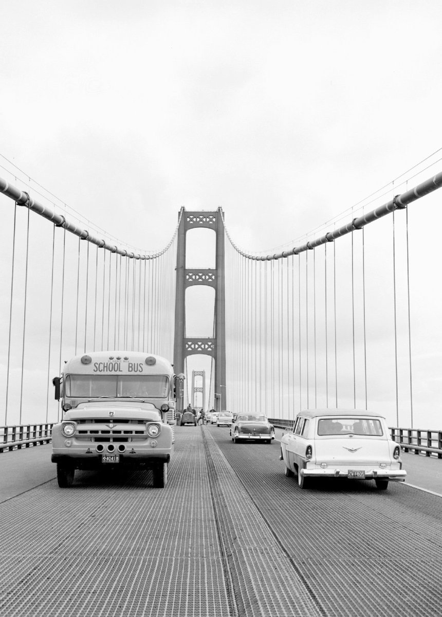 Nov. 1, 1957, was a pretty big day, marking the official opening of the Mighty Mackinac Bridge 65 years ago. We’re proud to be the caretakers of this modern marvel and engineering icon, this day and every day! mackinacbridge.org/history/histor… mackinacbridge.org/history/histor…