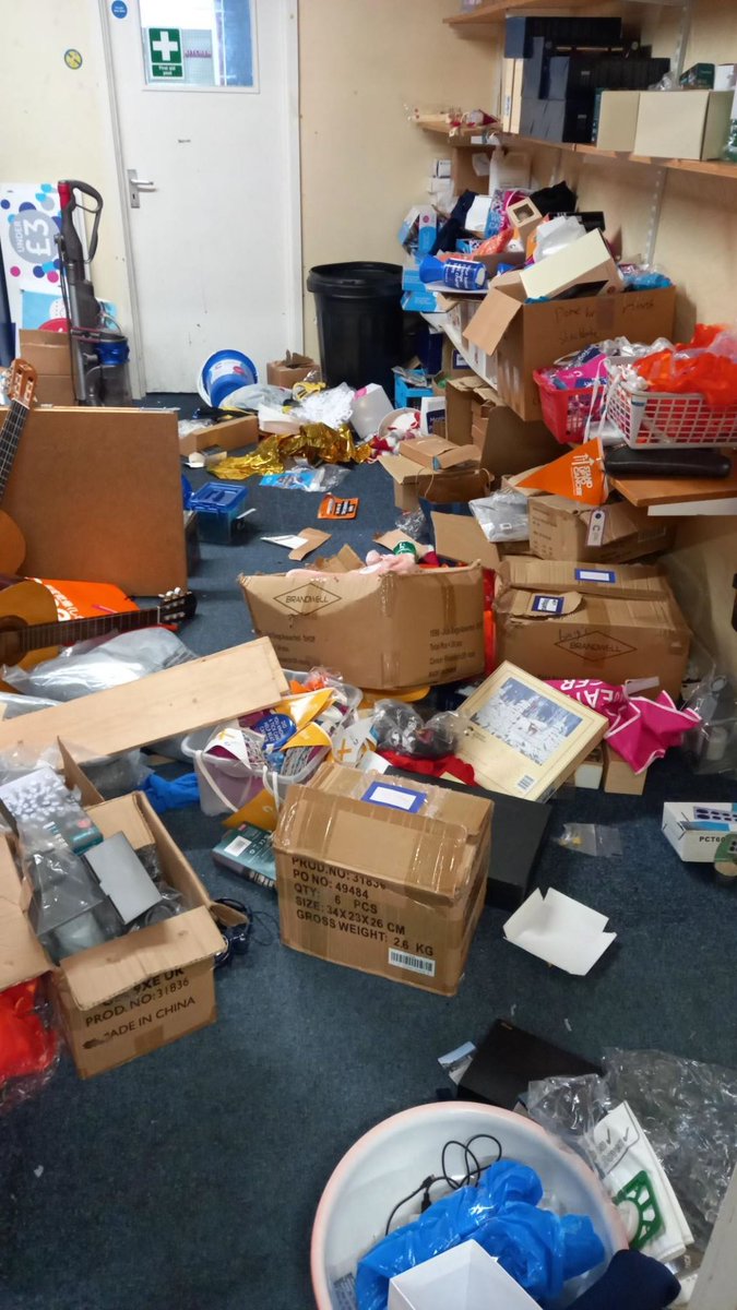 CrukArnold's tweet photo. Sadly, we are closed following a break in that has left us with some damage that we need to fix before we can safely reopen (the images only show a fraction of the mess they left). If you have a donation, please hold on to it until we can welcome you back. https://t.co/wtI6EFPeif