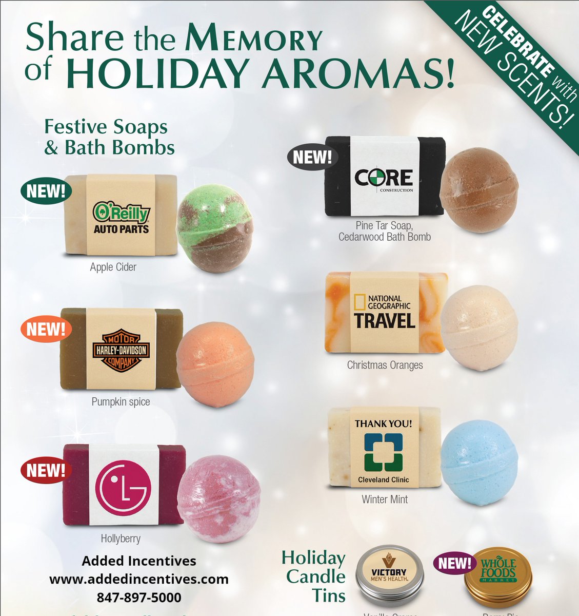 AddedIncentives's tweet photo. Share the Memory of Holiday Aromas! Celebrate with our festive soaps &amp; bathbombs!  New scents; Apple Cider,  Christmas Orange, Pumpkin Spice, Winter Mint,  and Hollyberry! #bathbombs #holidaygifts #addedincentives https://t.co/i8WewiRp3q
