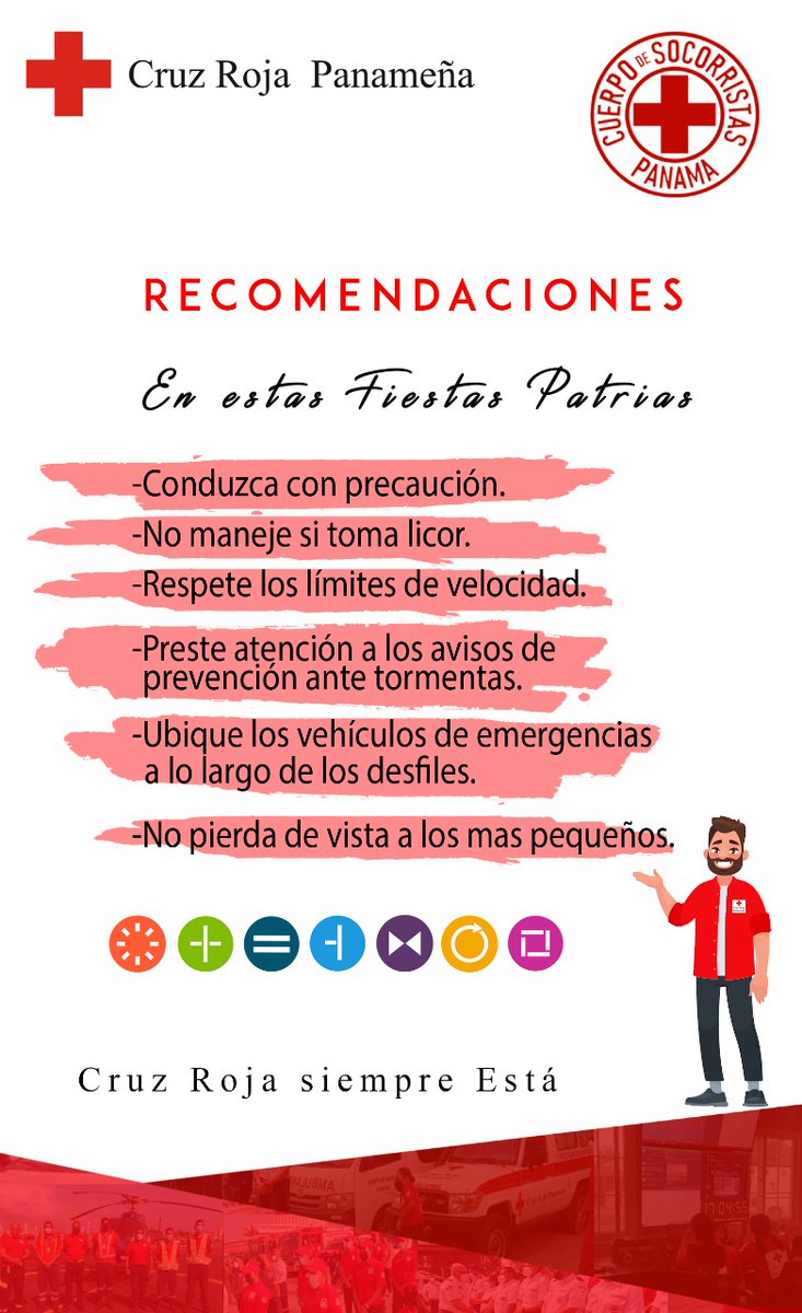 #Recomendaciones | En estas Fiestas Patrias es importante tener presente  estas recomendaciones.

#Cuerpodesocorristas #CruzRojaSiempreEstá