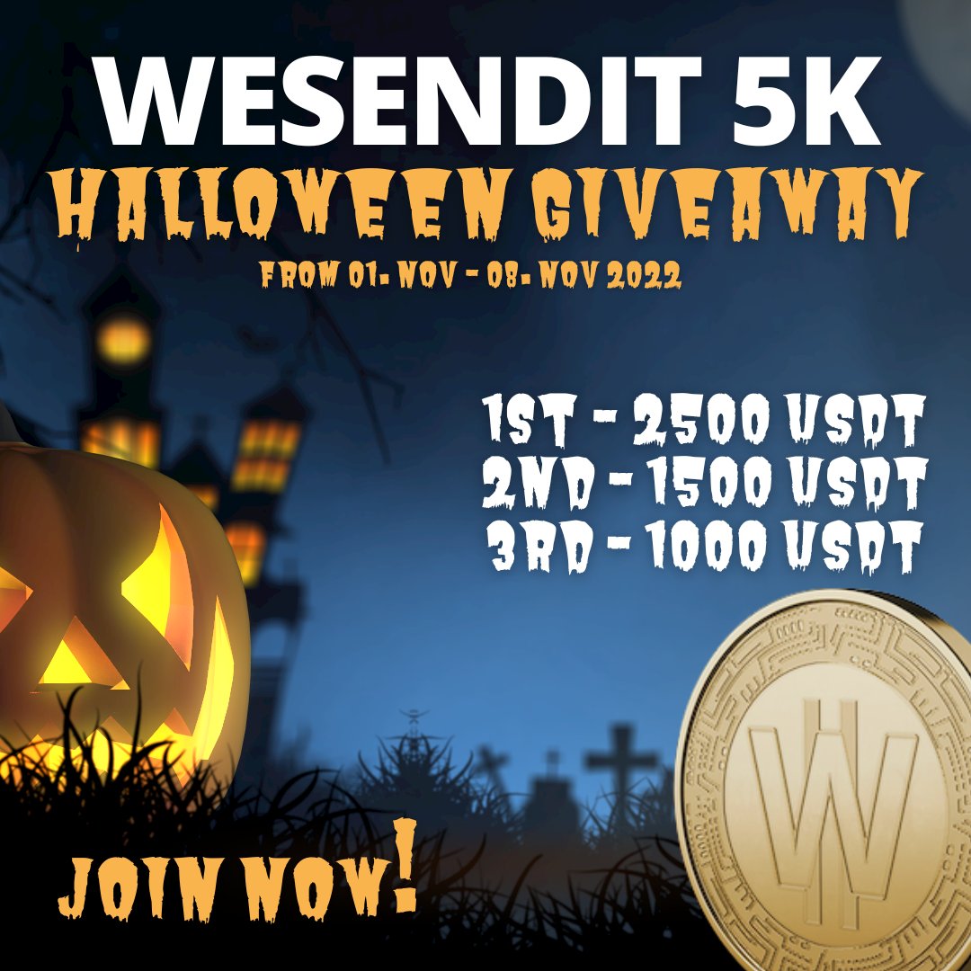WeSendit's tweet photo. 🎃 $WSI 5k Halloween Giveaway 🧹
Join our giveaway for a chance to win up to 2500 USDT 💰 follow the instructions on the link below:

👉🏻 https://t.co/eT0QQwxAdT

Please read the T&amp;C on the site ❗

#giveaway #wesendit #halloween https://t.co/sgVNvuyBkN