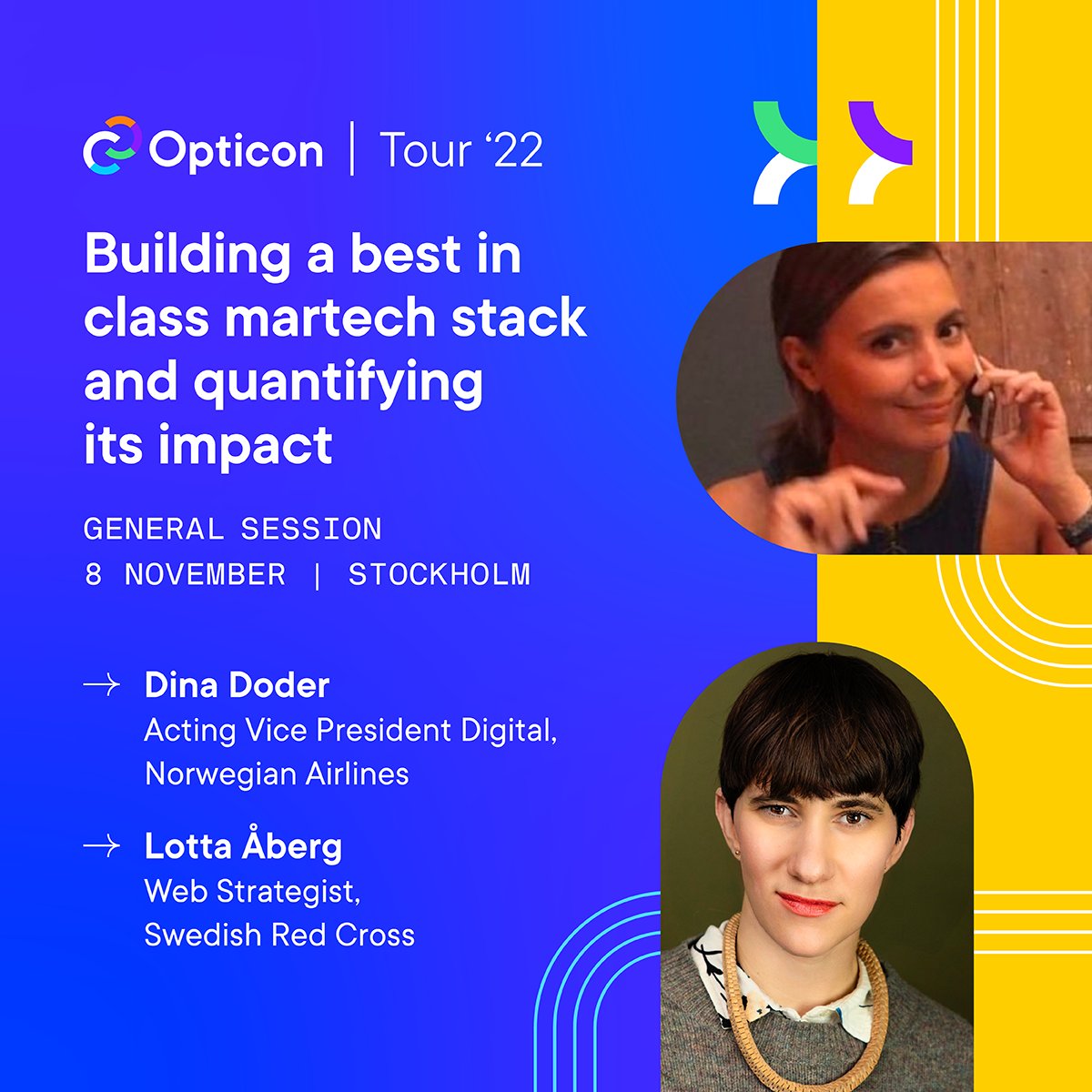Optimizely's tweet photo. Sweden just got sweeter!🥳

Meet us at our Stockholm stop on the #OpticonTour to hear from top experts from @Fly_Norwegian @RodaKorset #Afound and @Microsoft! You won't want to miss this - https://t.co/UhLKmnxLyK https://t.co/pZ6JpeUSvx