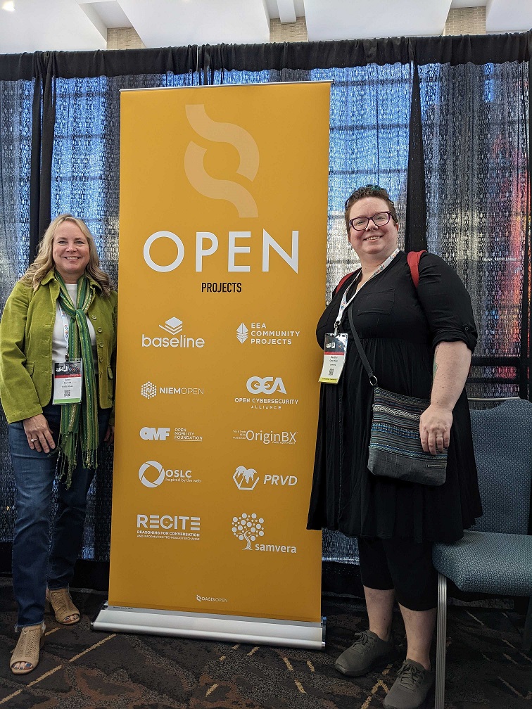 OASISopen's tweet photo. We're at @AllThingsOpen catching up with Heather of @samverarepo, one of our incredible Foundation-as-a-Service partners! Visit booth #13 to discuss our #opensource work and projects.
#AllThingsOpen #ATO #opencollaboration #Samvera #OASISopen https://t.co/DnKLBOgEin