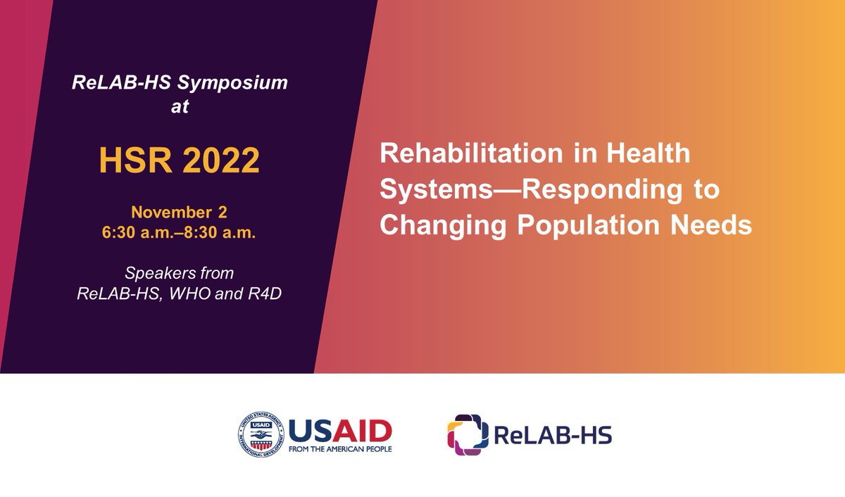 Join us over breakfast and coffee where @relabhs will be exploring ways that the rehabilitation sector is responding to the changing needs of populations for rehabilitation services within health care systems. Level 2 Room B/C @r4d @who @NossalInstitute #HSR2022