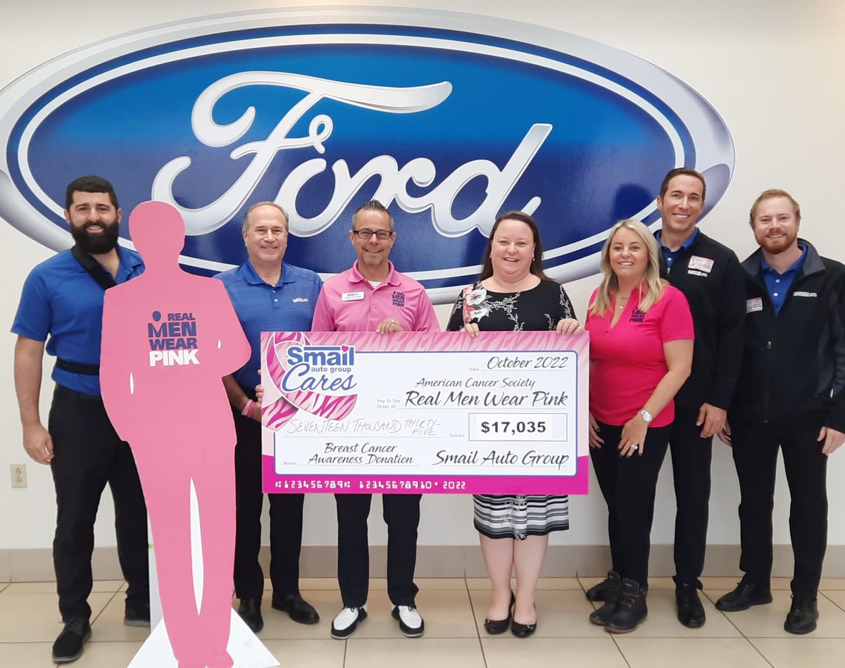 SmailAutoGroup's tweet photo. 🎀With a grand total of $19,560 raised, Jason Mossing earned the top spot in the American Cancer Society’s 2022 Real Men Wear Pink of Western, PA campaign! This total also makes Jason the most successful Real Men Wear Pink Ambassador in Smail Auto Group history!🥳 https://t.co/X2f5jOYSJv