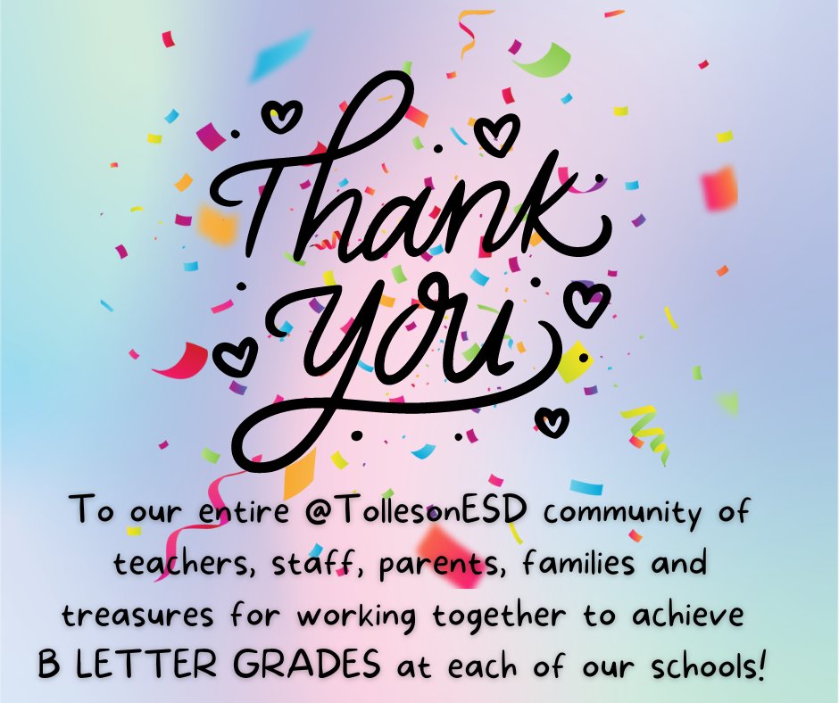Tolleson Elementary School District (@tollesonesd) on Twitter photo Thank you to our entire <a href="/TollesonESD/">Tolleson Elementary School District</a> community for working together! AZ Desert, Desert Oasis, Porfirio H. Gonzales & Sheely Farms Schools all achieved B Letter Grades. TVA not yet measured. Thank you to our entire <a href="/TollesonESD/">Tolleson Elementary School District</a> community for working together! AZ Desert, Desert Oasis, Porfirio H. Gonzales & Sheely Farms Schools all achieved B Letter Grades. TVA not yet measured.