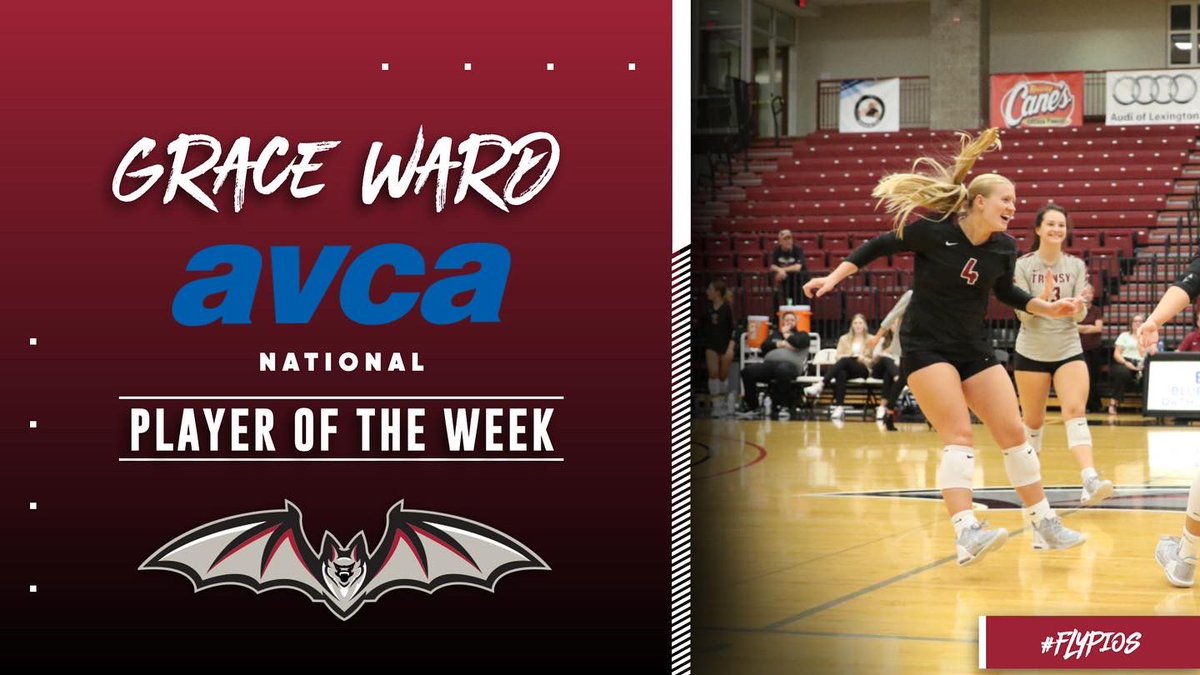 TransySports's tweet photo. #WingsUp🦇 Grace Ward of @transylvania_WVB has been named @avcavolleyball DIII National Player of the Week! She is the first Transy Volleyball player to ever receive the award! #flypios🦇 https://t.co/jlkjSJT52o