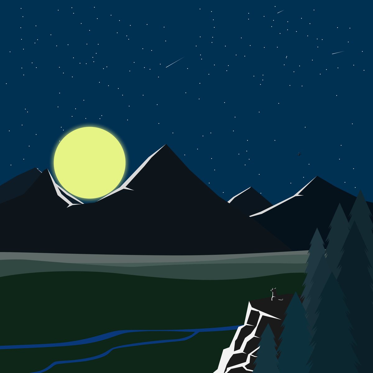 DeLay4ever's tweet photo. Night View #vectorart #krita https://t.co/XupqMSiXR4