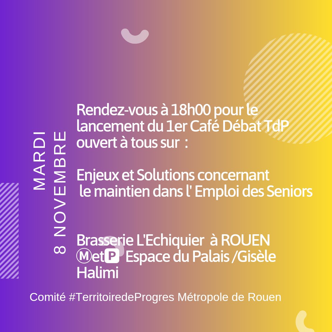 J-7 A inscrire à votre agenda 1er Café Débat #territoiredeprogres à Rouen. On vous y attend nombreux avec #audedecastet