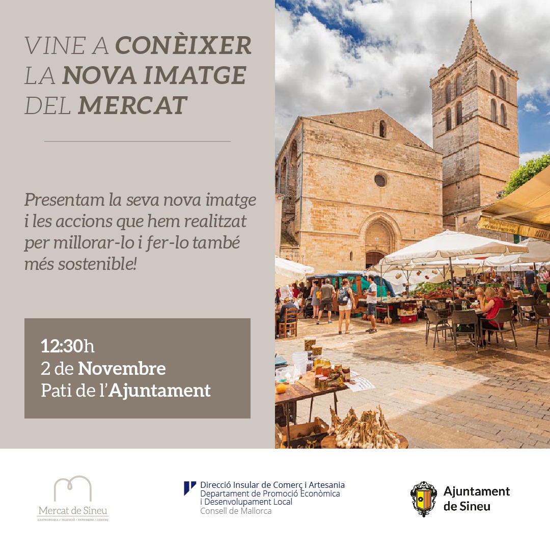 📯 A partir d'aquest dimecres, el nostre centenari i conegut mercat estrena cara! Demà migdia, a l'Ajuntament, presentació de la marca distintiva i explicació de totes les accions que es duran a terme per fer-lo més ordenat, atractiu i sostenible. No t'ho perdis!