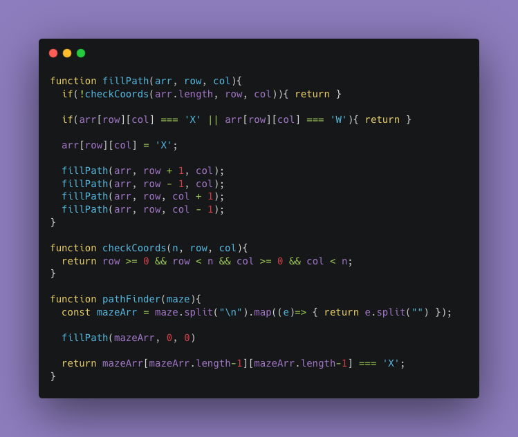 simonisworking's tweet photo. #100DaysOfCode Round 2, Day 13
Weekly codewars club with @codedresser today. Great to catch up, discuss progress, and chat solutions about to tricky problems. Really pleased with this "flood-fill" algorithm I used to solve a maze. https://t.co/nlaf2M6cte