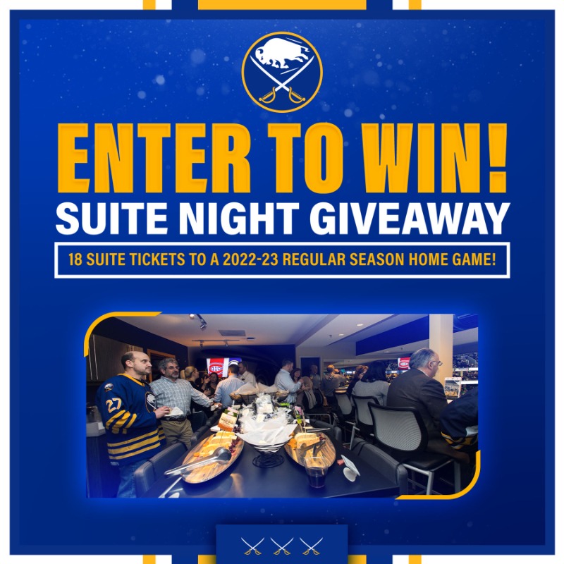 BuffaloSabres's tweet photo. Enter to win 18 suite-level tickets to a 2022-23 Sabres regular season home game!