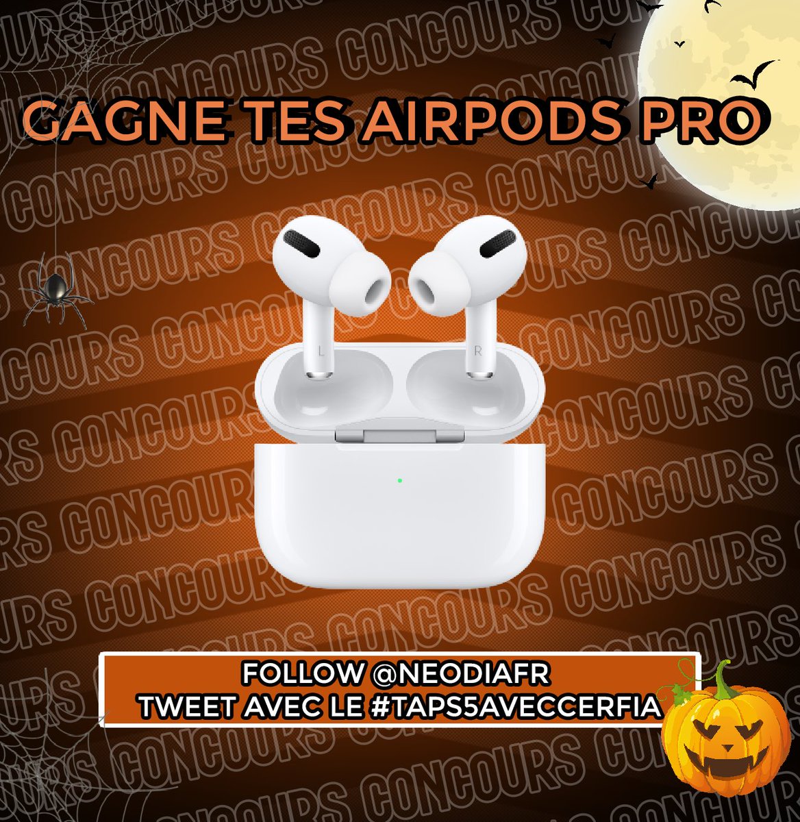 CerfiaFR's tweet photo. 🚨🎃5.000 participations en seulement 24h ! Pour fêter ça : on fait gagner, en plus, des airpods pro à l’un de ceux qui tweet le #TaPS5avecCerfia et qui follow @NeodiaFR !🎃 https://t.co/A63p7NQiHr