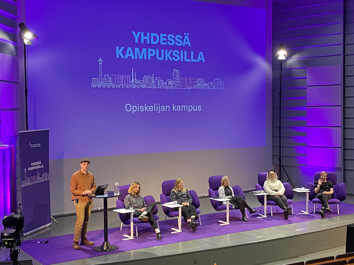 TampereenK's tweet photo. Tänään kampuskehityksen #yhdessäkampuksilla -tilaisuuden tärkeänä teemana #opiskelijankampus 

Kiitos tilaisuuden yhteistyöstä @treytampere ja oivaltavista alustuksista asiantuntijoille 💜 ja @Allugaattor1 tilaisuuden mainiosta juonnosta 💜 @TampereUni https://t.co/qWX4fg4ivD