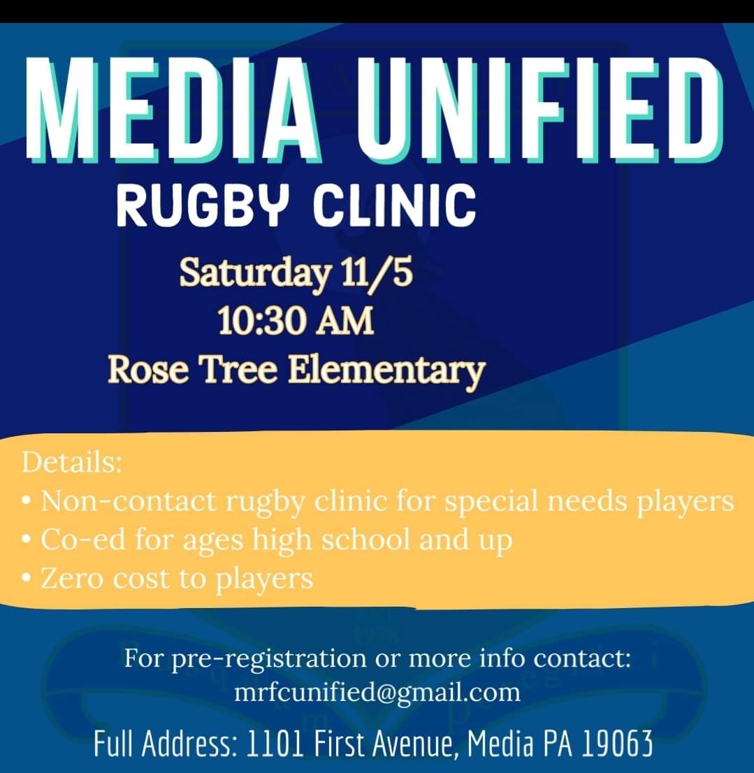 Media Unified has a clinic on Saturday. This is similar to the Blackthorn Barbarians mixed ability side and gives special needs athletes more options and opportunities to play rugby.

Spread the word if you know anyone who might be a good fit. #epru #withyou