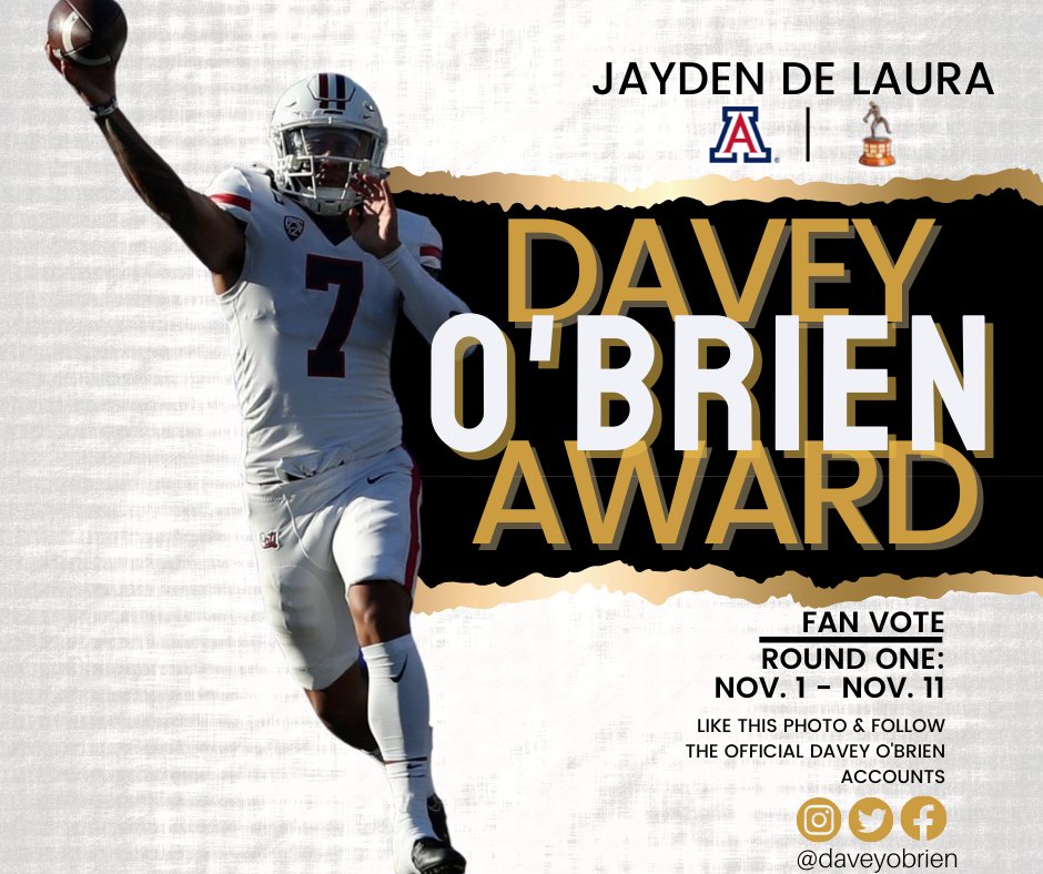 Time to get in the game and VOTE! #BearDown-like your QB’s photo on the original posts from the official @daveyobrien accounts. The top 5 vote getters on Twitter, Instagram & Facebook will receive bonus committee votes to help decide our National Quarterback Award winner!