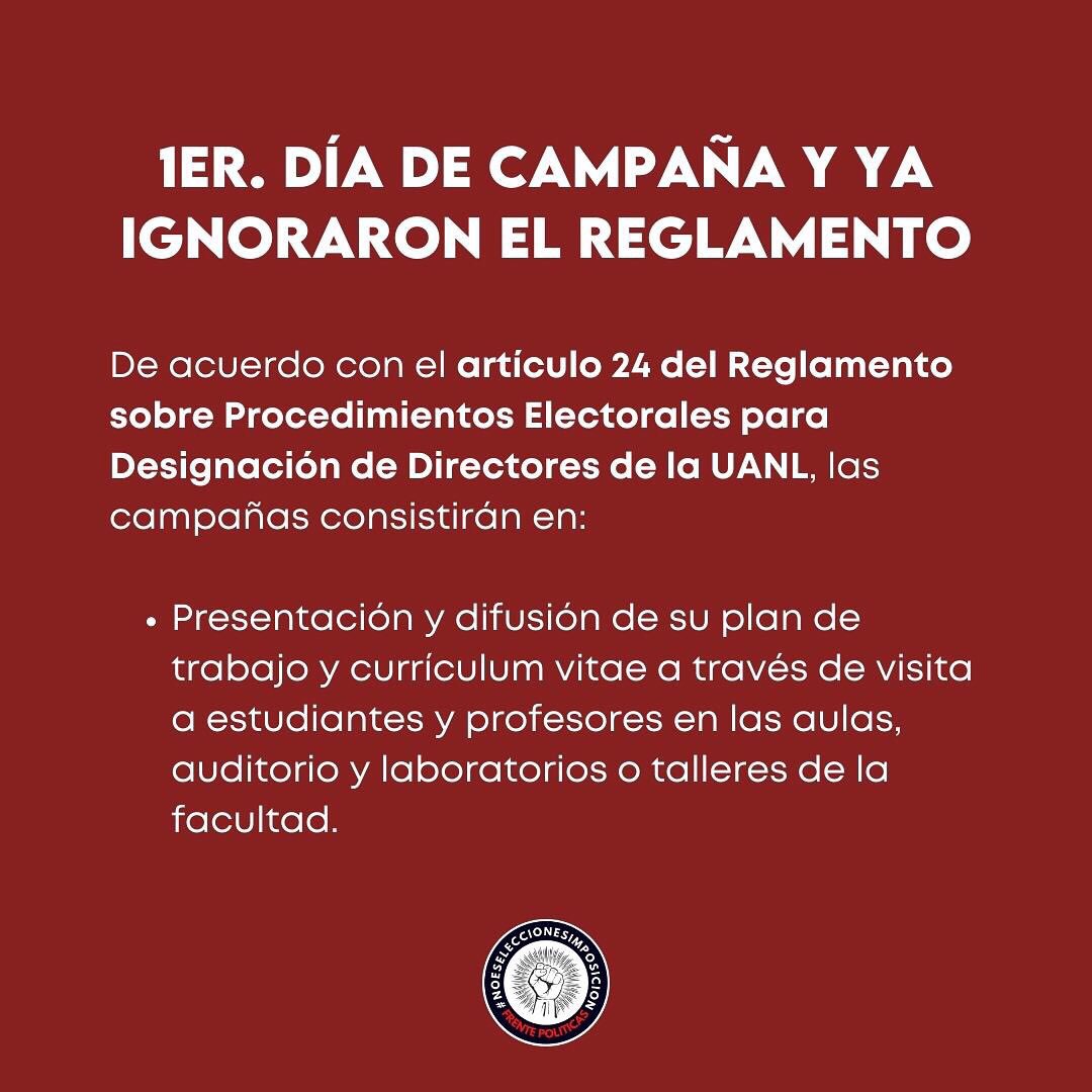 FrentePoliticas's tweet photo. Un día de campaña bastó para demostrar que el Reglamento Electoral está de adorno. https://t.co/oN7sGd4eYi