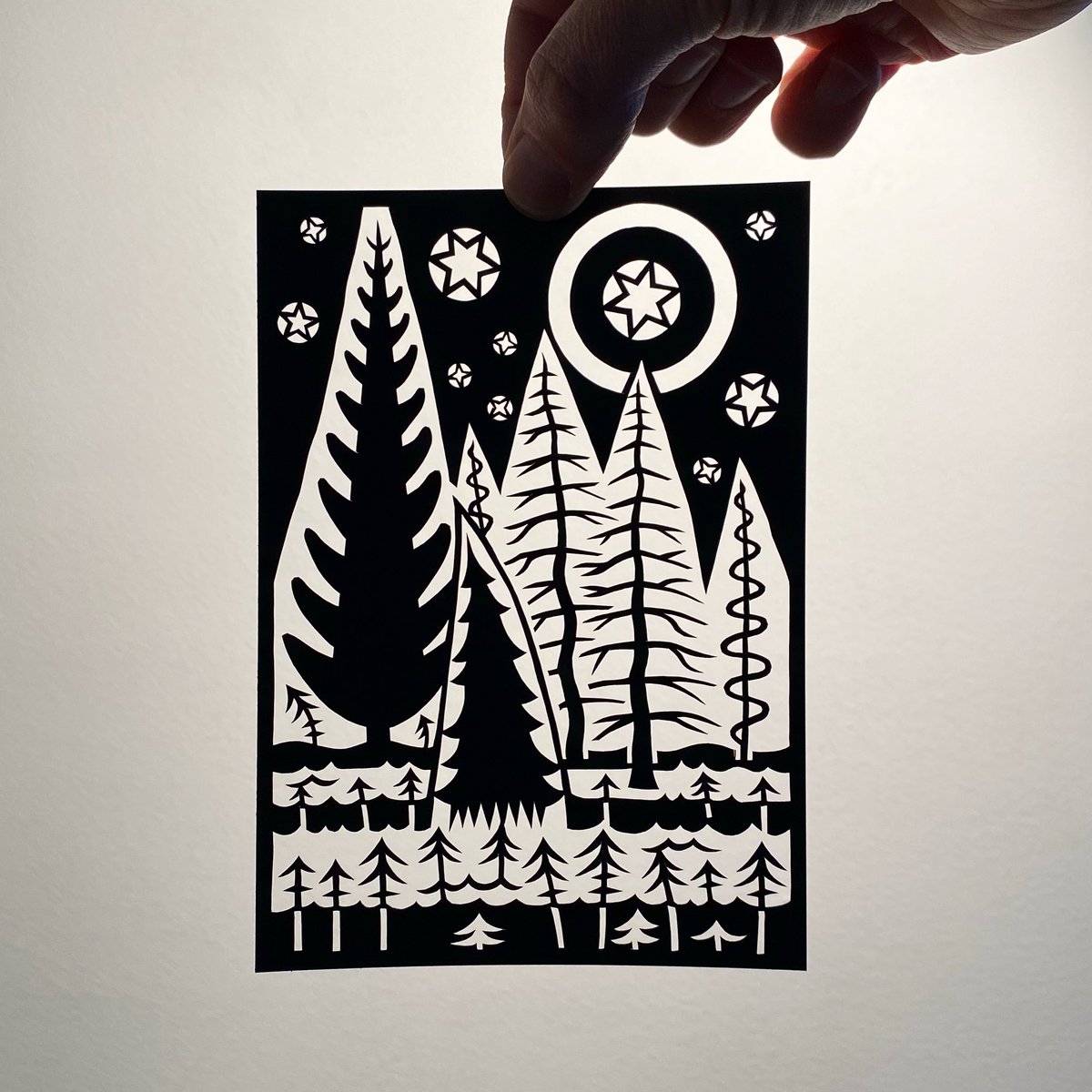 New holiday cards now available via joeboruchow.bigcartel.com. Winter Solstice, paper cutout, 5x7, 2023.