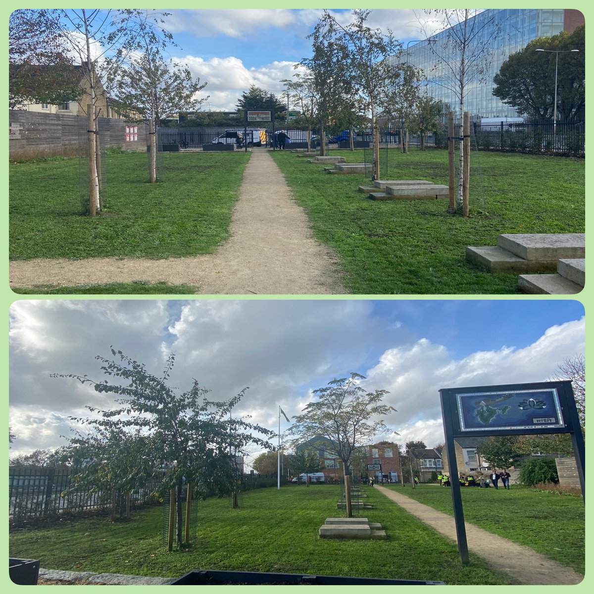 Celebrating another #GreenFlagAward success in Gandhi Chaplin Memorial Garden in Canning Town🟩 Joined by pupils from Keir Hardie School who’ve been planting in the garden🌷 And former councillor Bryan Collier who worked to turn waste land into this well-used community garden🌼